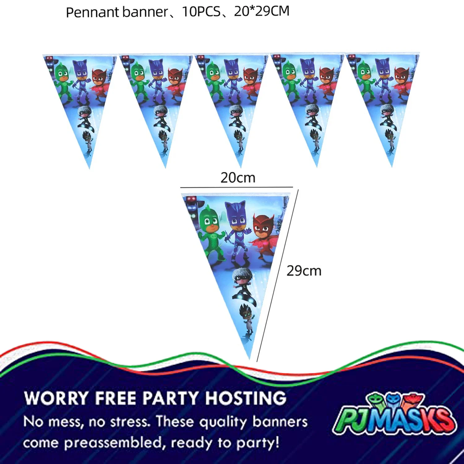 PJ Masks Birthday Party Decoration Banner PJ Mask Pennant Pulling Hanging Garland Flag Party Decor Kids Favor Party Supplies ﻿
