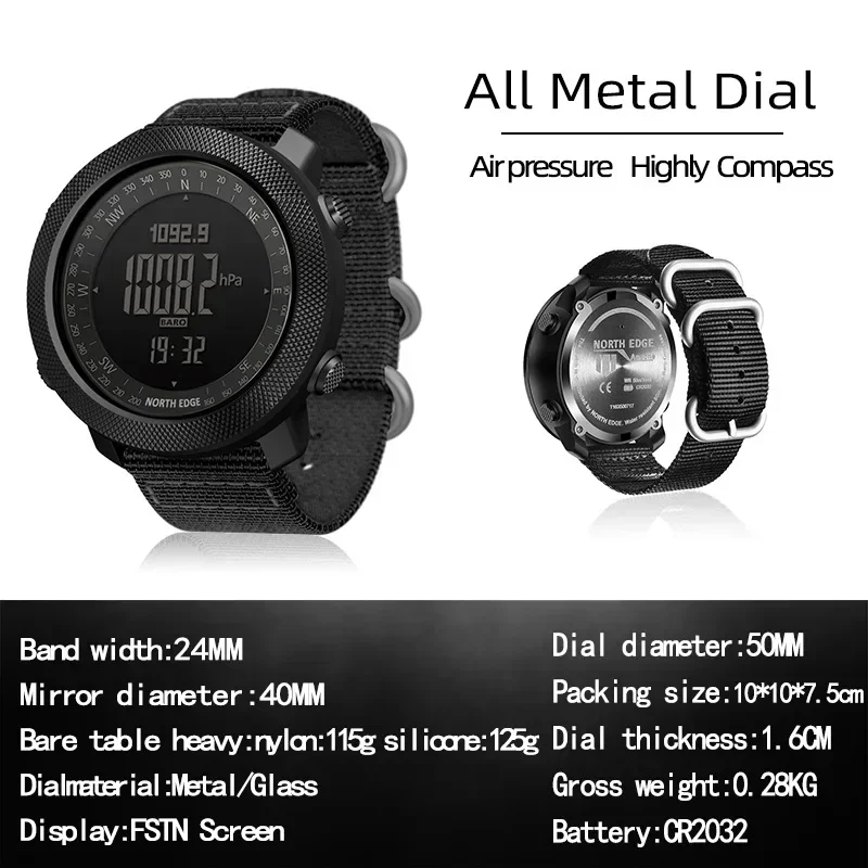 

Outdoor Sports Waterproof Smart Watch North Edge High Pressure Compass Thermometer Multi-function Mountaineering Swimming Watch