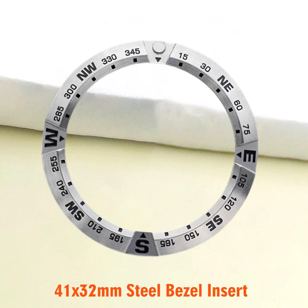Вставка безеля для часов 41x32 мм, изогнутое кольцо безеля, подходит для корпуса часов King Samurai, вставка безеля из нержавеющей стали, запасные части для часов