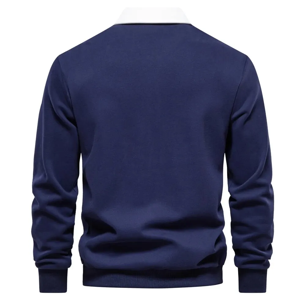 New Spirng Fashion Design Polo Neck Sweatshirts for Men Casual and Social Wear Quality Cotton Blend Mens Sweatshirts