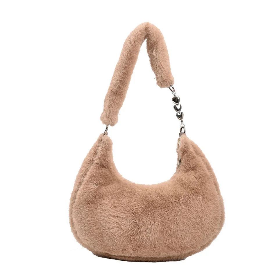 

Women Fashion Plush Handbag Female Exquisite Large Capacity Solid Color Dumpling Bag Ladies Versatile High Quality Shoulder Bags