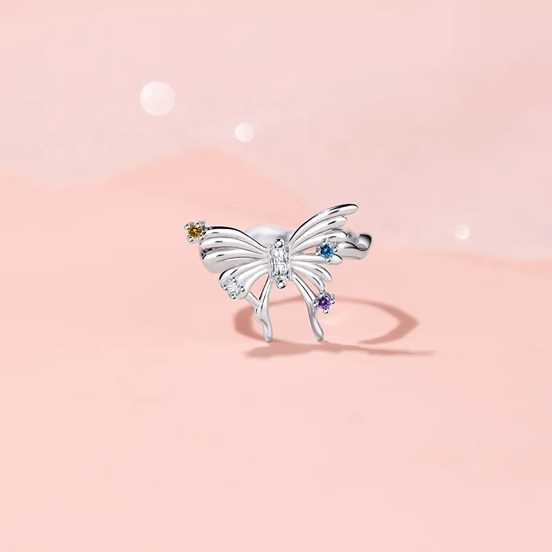 925 Sterling Silver Butterfly Irregular Rings For Women Couple Elegant Chrome Jewelry Accessories Money 925 Prevent Allergy