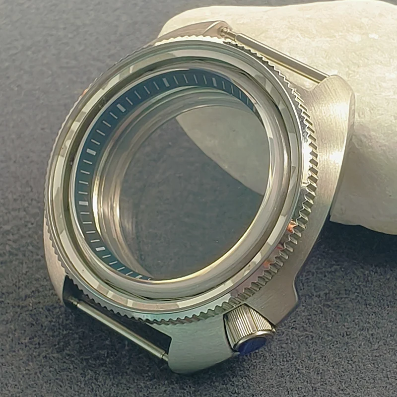 44mm 6105 Turtle Watch Case Sapphire Glass Fit Turtle 6105 6309 For 7S26 4R NH35 NH36 Movement Transparent Back Cover Watch Case