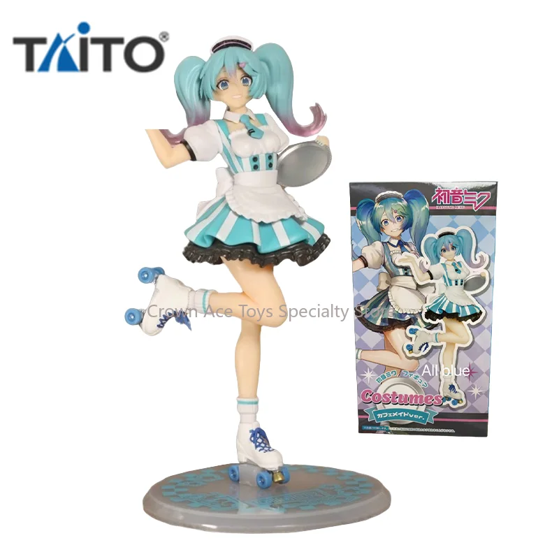 TAITO Virtual Singer Anime Figure Costumes Hatsune Miku Cafe Maid Action Figure Toys Doll Kids Gifts Model Collectible Ornaments