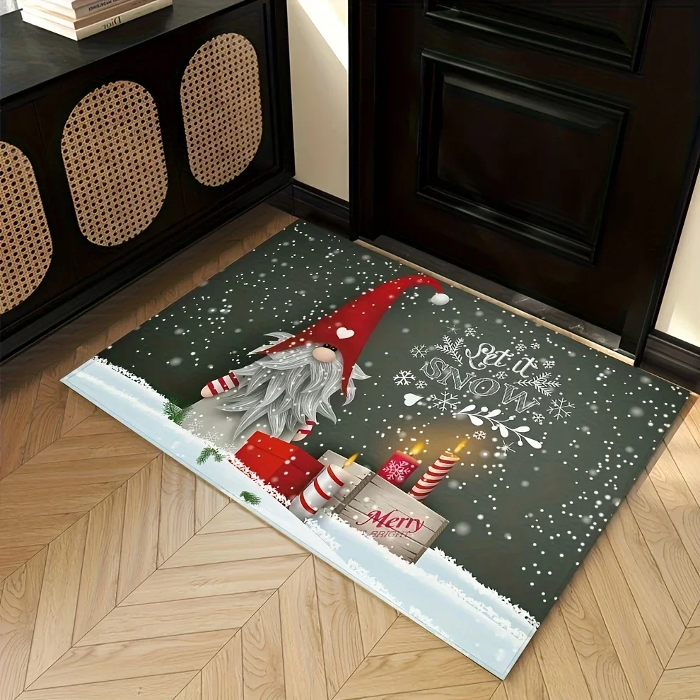 Winter Snow Gnomes Snowflake Welcome Doormats Room Decor Kuchnia Przedpokój Balkon Dywaniki Łazienka Mata antypoślizgowa Świąteczna dekoracja