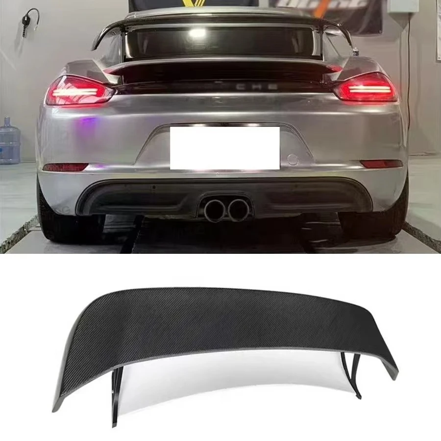 

Carbon Fiber Rear Spoiler forPorsche 718 2016+ Cayman GT- 4 Style Car Double Rear Trunk Tail Wing Spoiler Car Parts Bodykit
