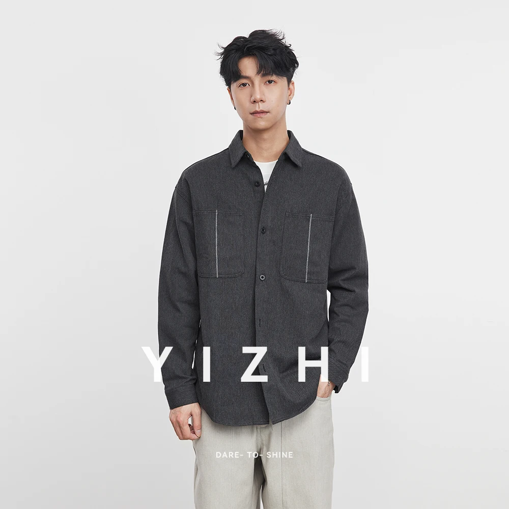 

2025 Fashion Men's Long Sleeve Shirt Spring and Autumn New Thick Oxford Loose Outerwear Shirt Workwear Small Jacket Men's Tops