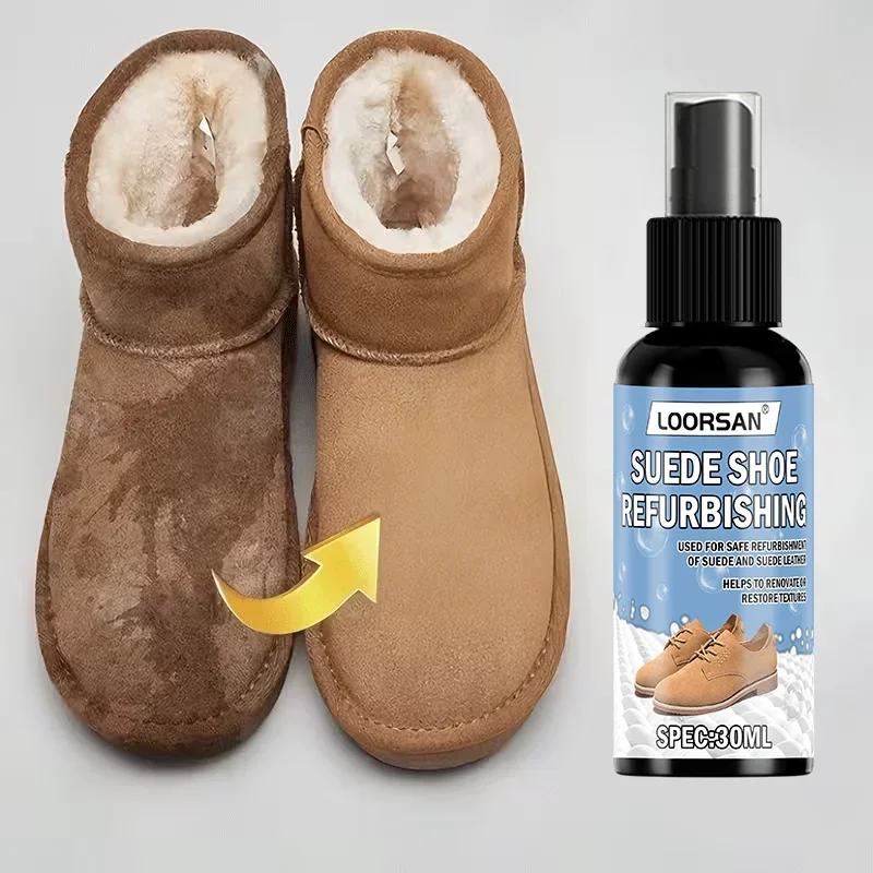 Spray Restaurador de Gamuza LOORSAN 30 ml, Limpiador Versátil para Zapatos, Bolsos, Ropa, Calzado y Accesorios - Revive los Artículos de Gamuza