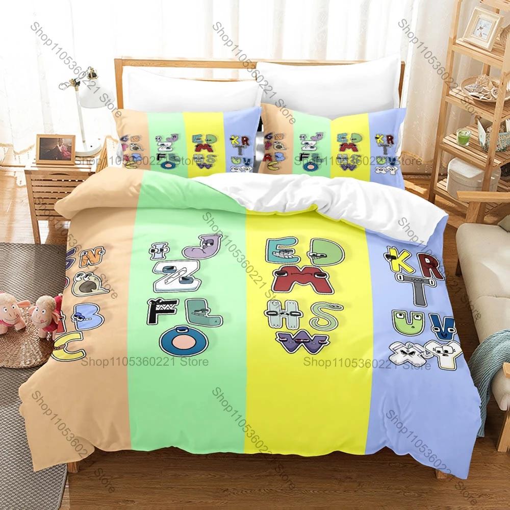 Cool Alphabet Lore Letters Kawaii Bedding Set 3 Piece Duvet Cover Set Boys Girls Children Home Decor New style personality