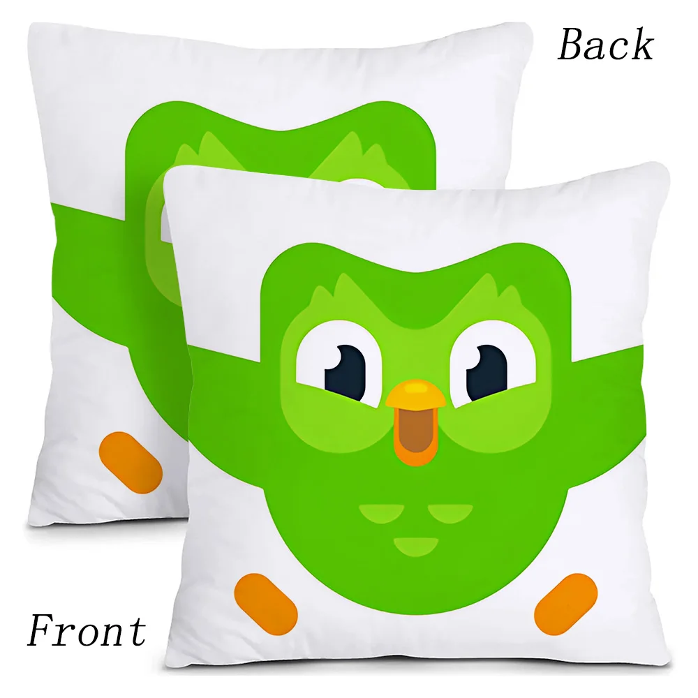 Duolingos Pillow Covers Cartoon Sofa Decorative Home Double-sided Printing Short Plush Cute Cushion Cover