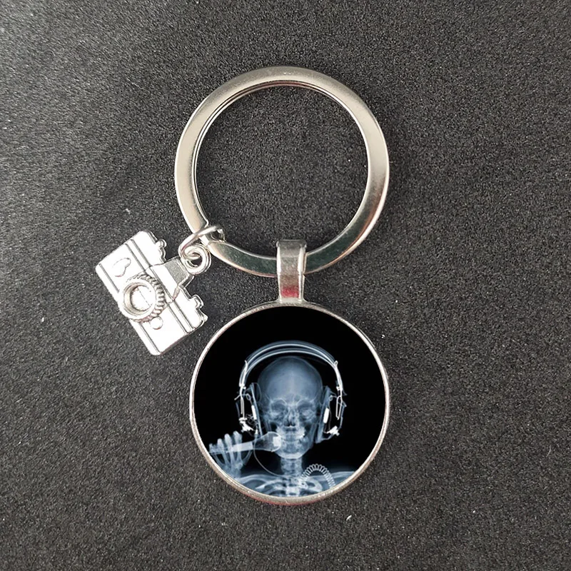 Nurse Keychain Alloy Camera Key Chain Jewelry Dome Glass Keychain Medicine Lovers Gift X-Ray Film Keychain Nurse Doctor Gift