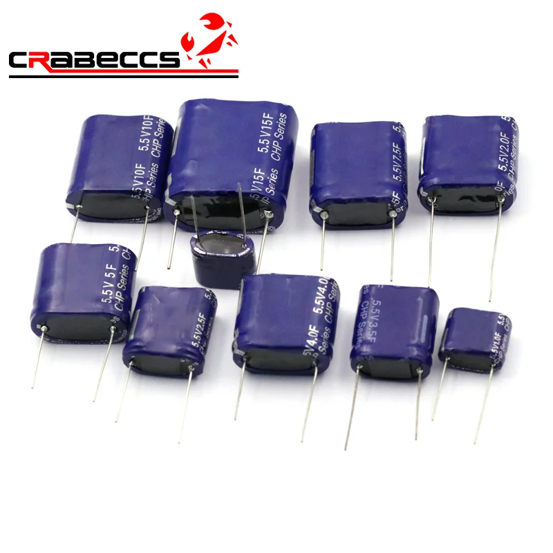 Super Capacitor 5.5V 6V Combined Double Layer Capacitor 0.1F 0.22F 0.33F 0.47F 1F 1.5F 2F 2.5F 4F 5F 8F 10F 15F Farad Capacitor