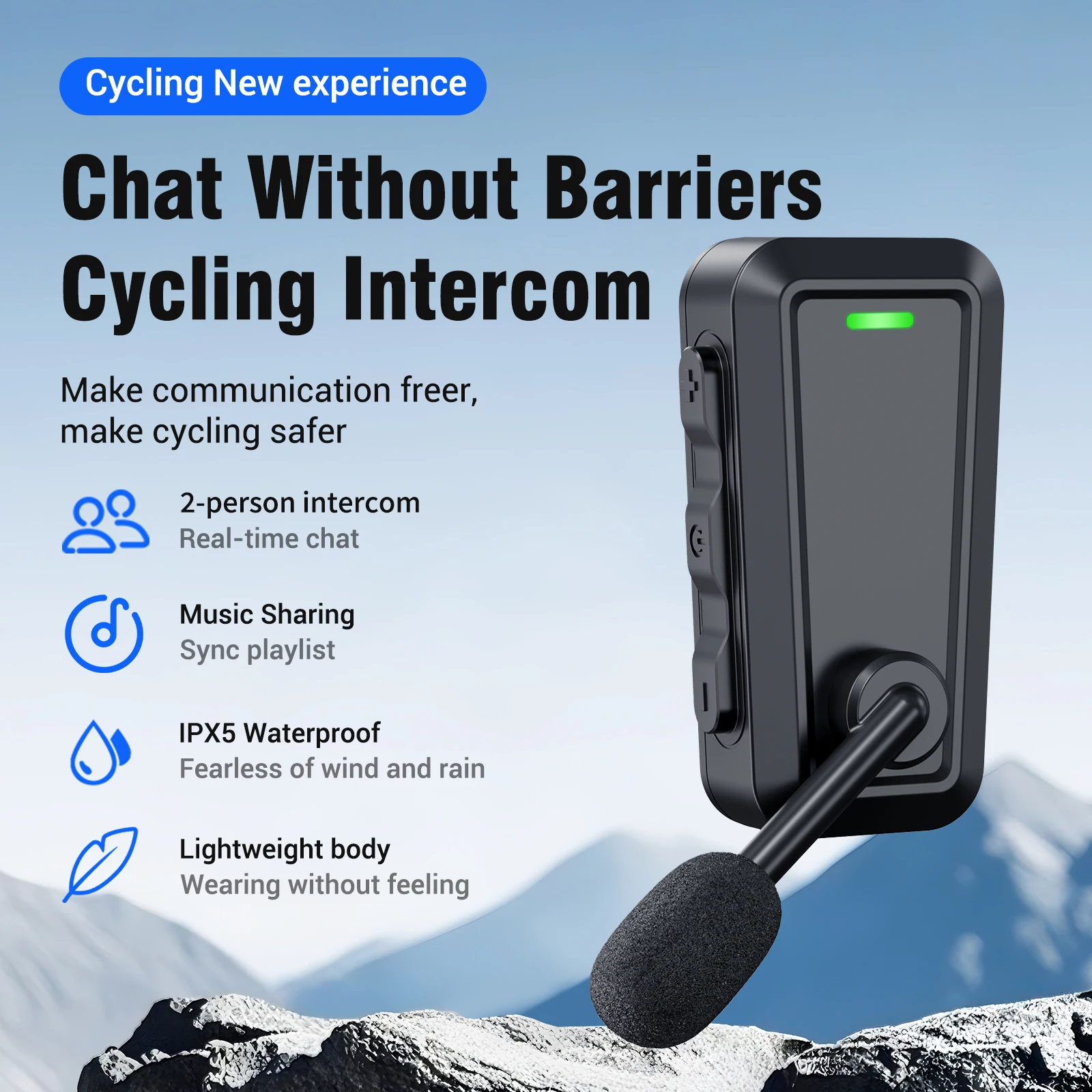 520m Cycling Intercom Helmet Headset Bluetooth-compatible IPX5 Waterproof Walkie Talkie Earphone C10