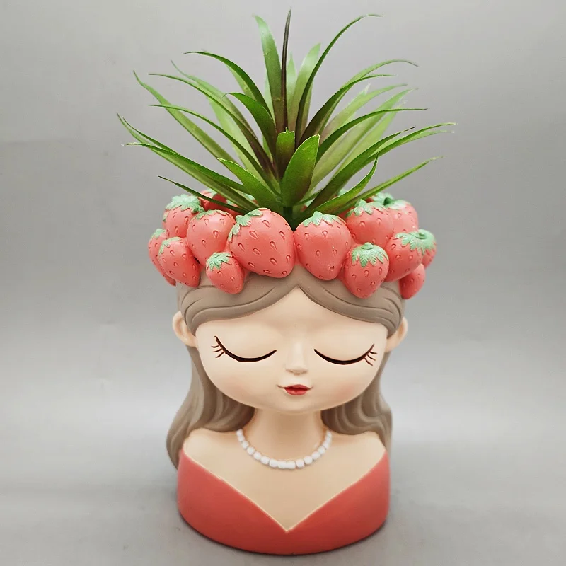 Silicone mold strawberry girl juicy flowerpot resin DIY garden concrete vase mold handmade crafts home decoration