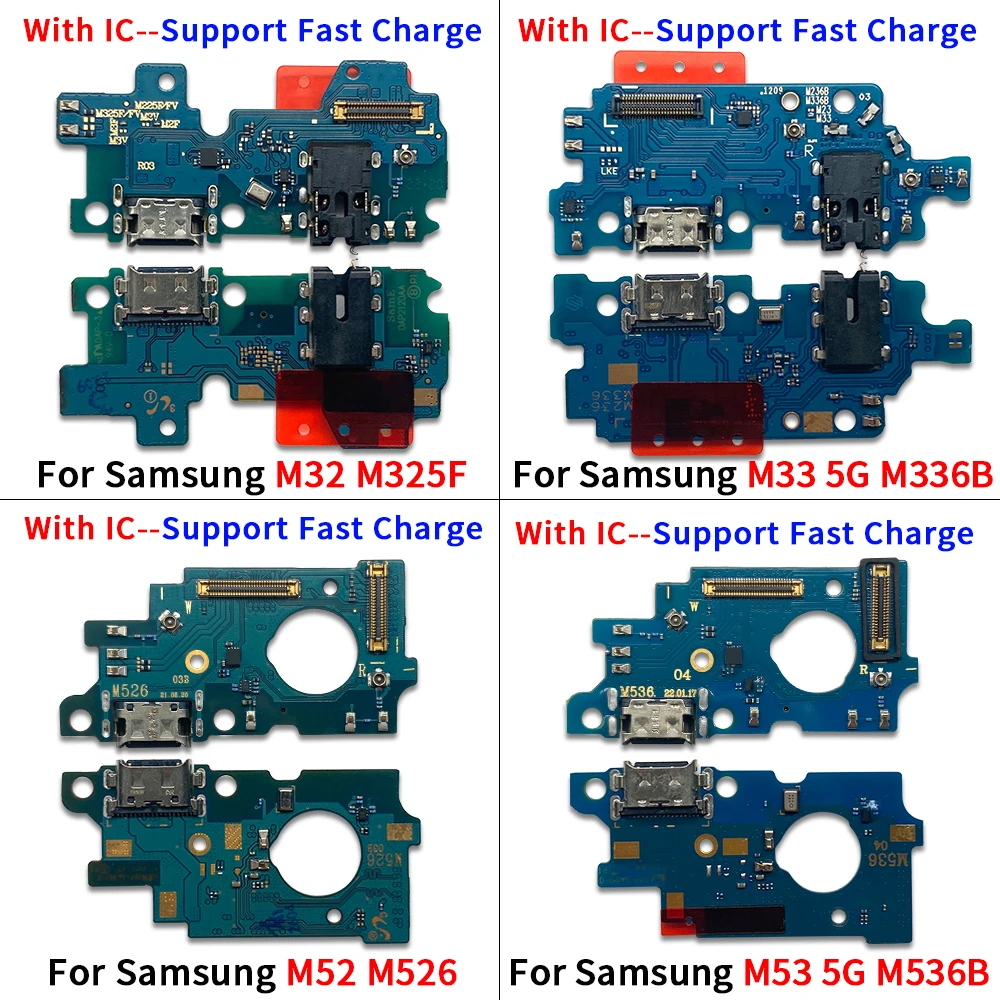 삼성 M13 4G M135F M21 M31 M21S M22 M32 M325F M23 5G M236B M33 M336B M31S M51 M52 M53 M536B USB 충전 포트 보드 플렉스