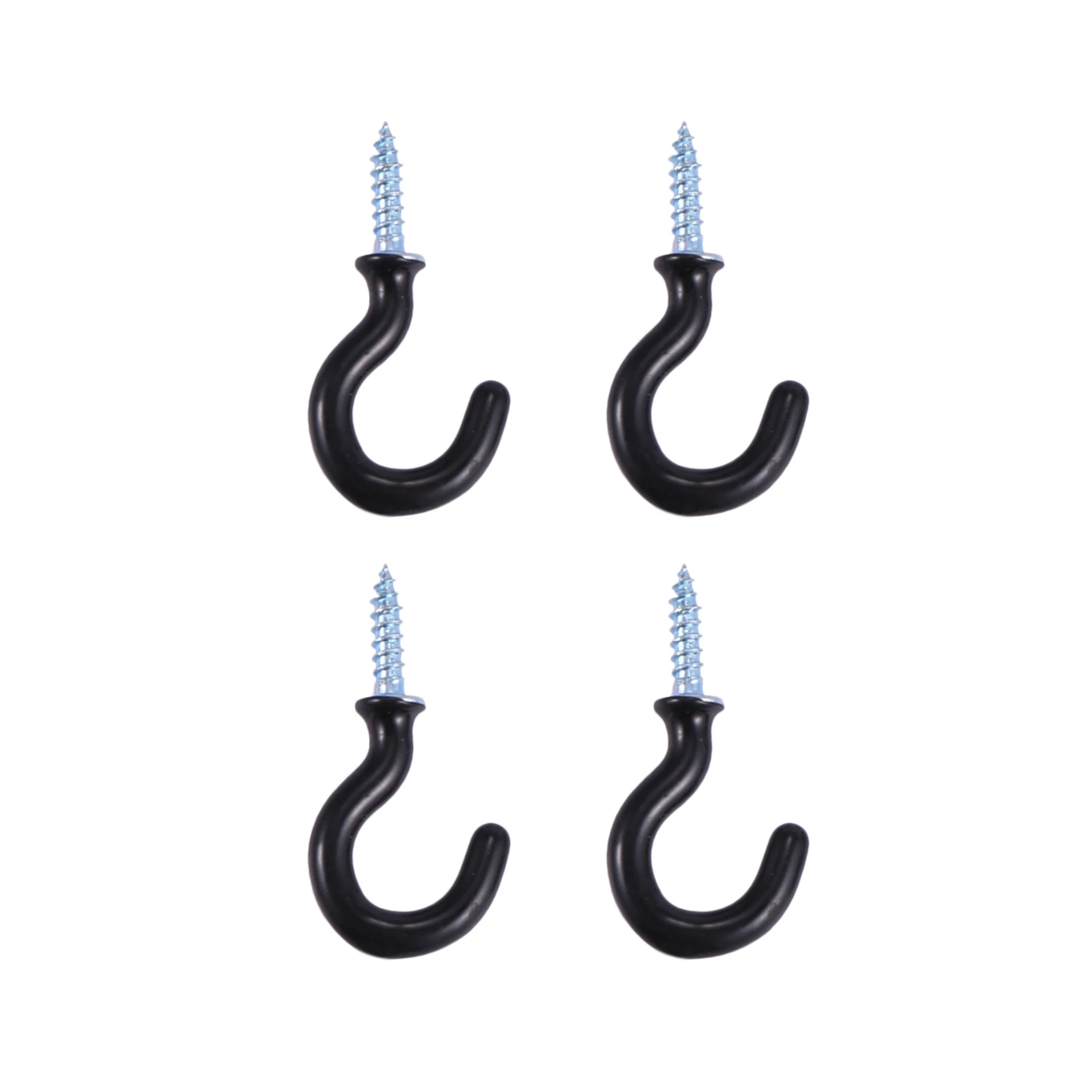 Ganchos para tazas de 50 piezas y 1,1 pulgadas, ganchos para tazas de Metal atornillados, recubiertos de plástico, color negro