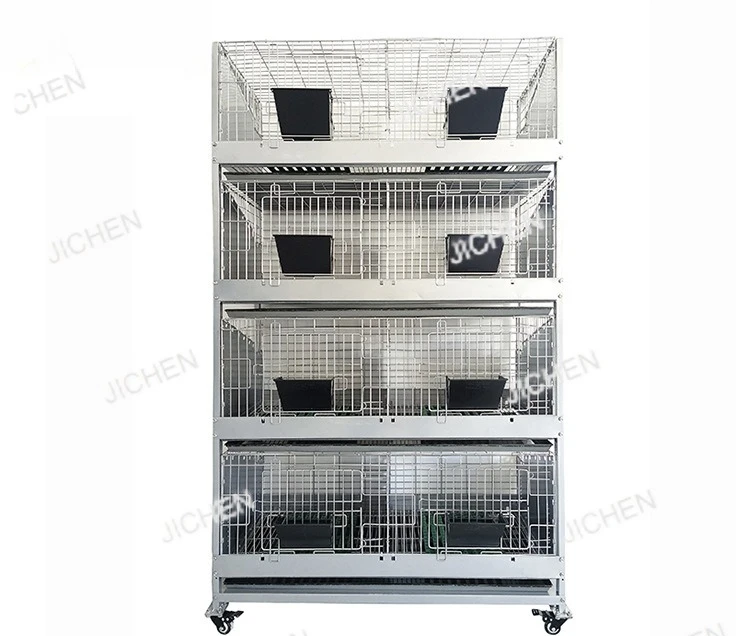 

Передвижная четырехслойная восьмипозиционная клетка для кроликов. Высококачественная клетка для разведения кроликов, изготовленная на заказ клетка для кроликов.