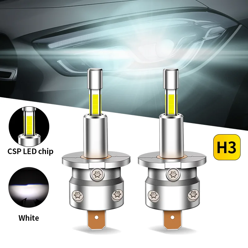 

2PCS 100W H3 LED Headlights Bulbs LED 360 CSP Chip For Proejctor Lens 12V 30000LM Daytime Running Fog Light For Old Models Cars