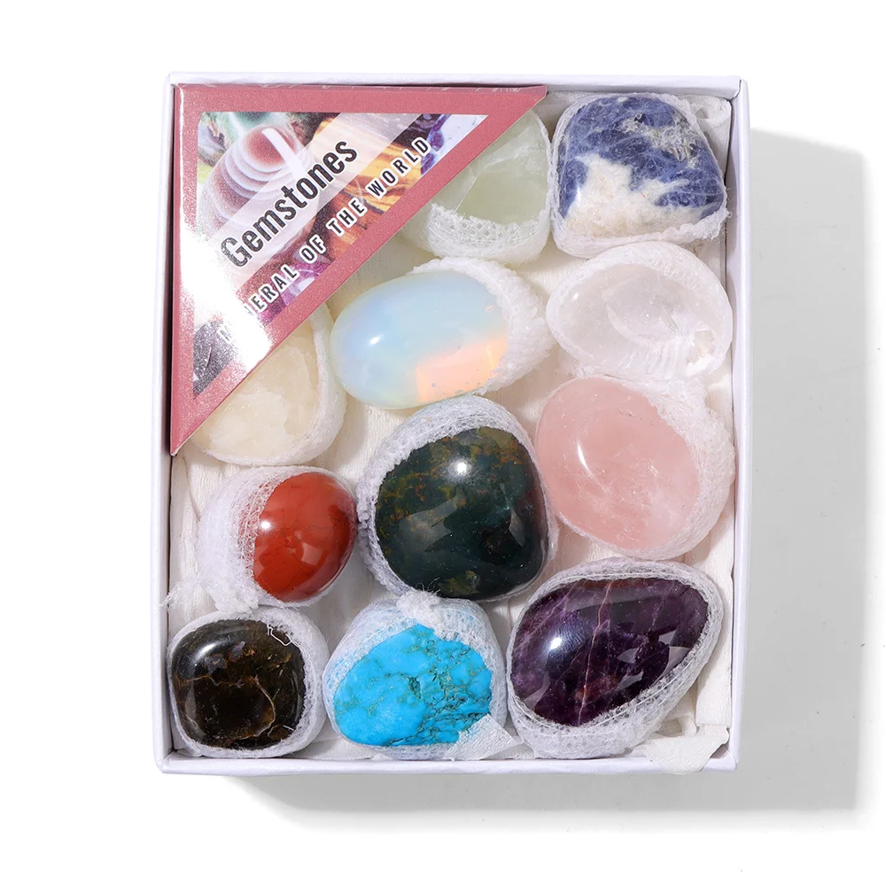 

Irregular Raw Stone Mineral Gift Box Set Natural Amethysts Citrines Cluster Geode Giftbox Decoration Ornament Birthday Gift