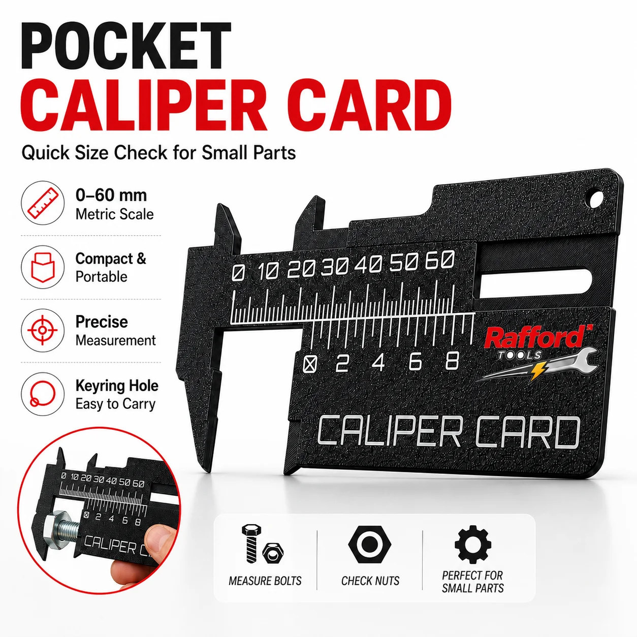 High Precision Portable Vernier Caliper, Caliper Card, Lightweight and Scratch Resistant PLA Material for Home DIY Within 8cm