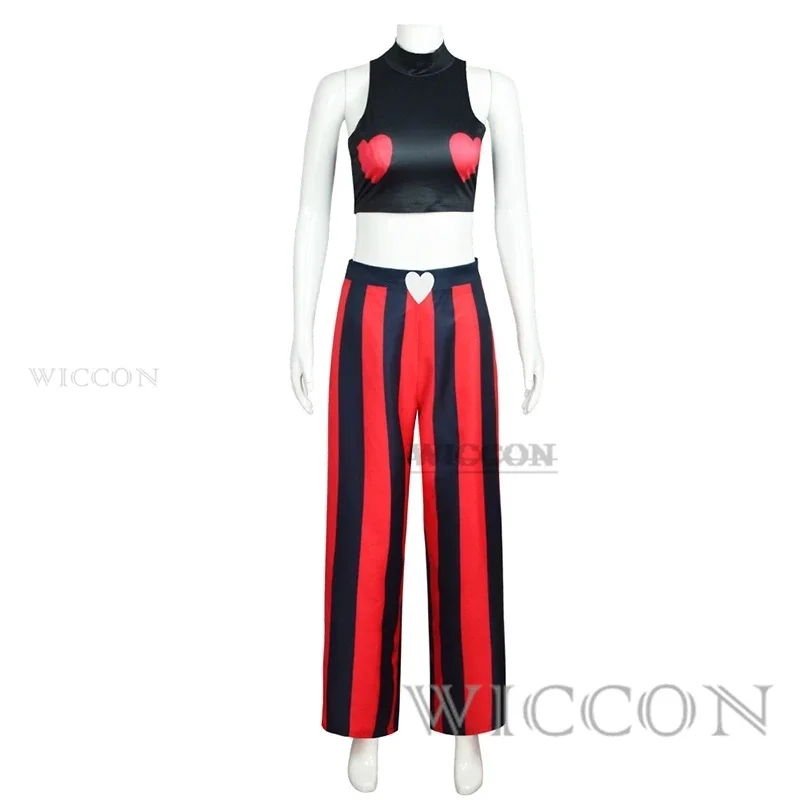 Anime hazbin velvet cosplay hotel costume uniform cosplay fashion icon sexy red black stripes woman Halloween party cosplay