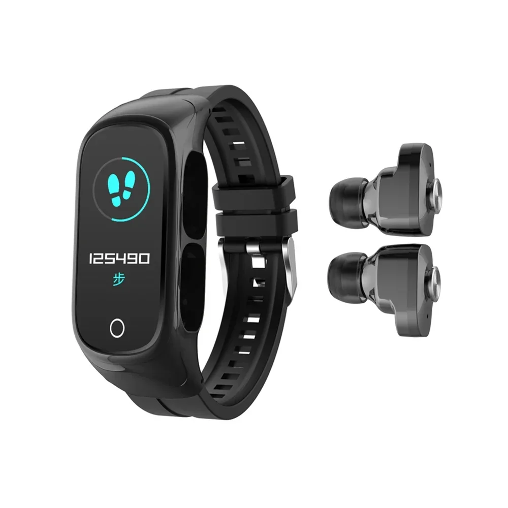 N8หูฟังไร้สายบลูทูธSmart WatchสุขภาพTracker Pedometerสร้อยข้อมือฟิตเนสสมาร์ทสายรัดข้อมือTWSชุดหูฟังบลูทูธ