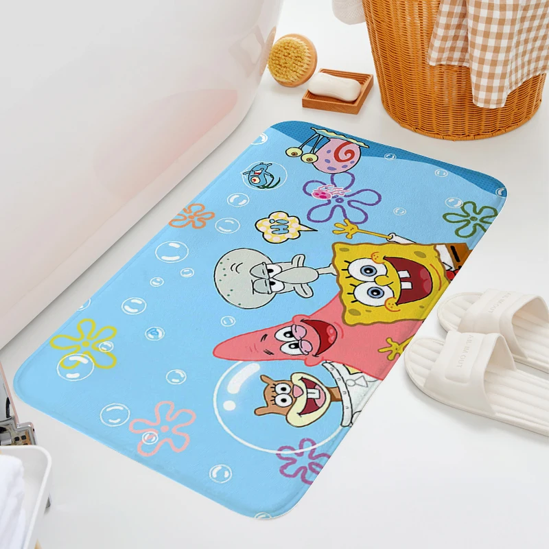 Anime Rug Aesthetic S-Spongebobs Mats Front Door Entrance Carpet Non Slip Carpet Carpet for Bedroom Bathroom Rug Room Rug Carpet