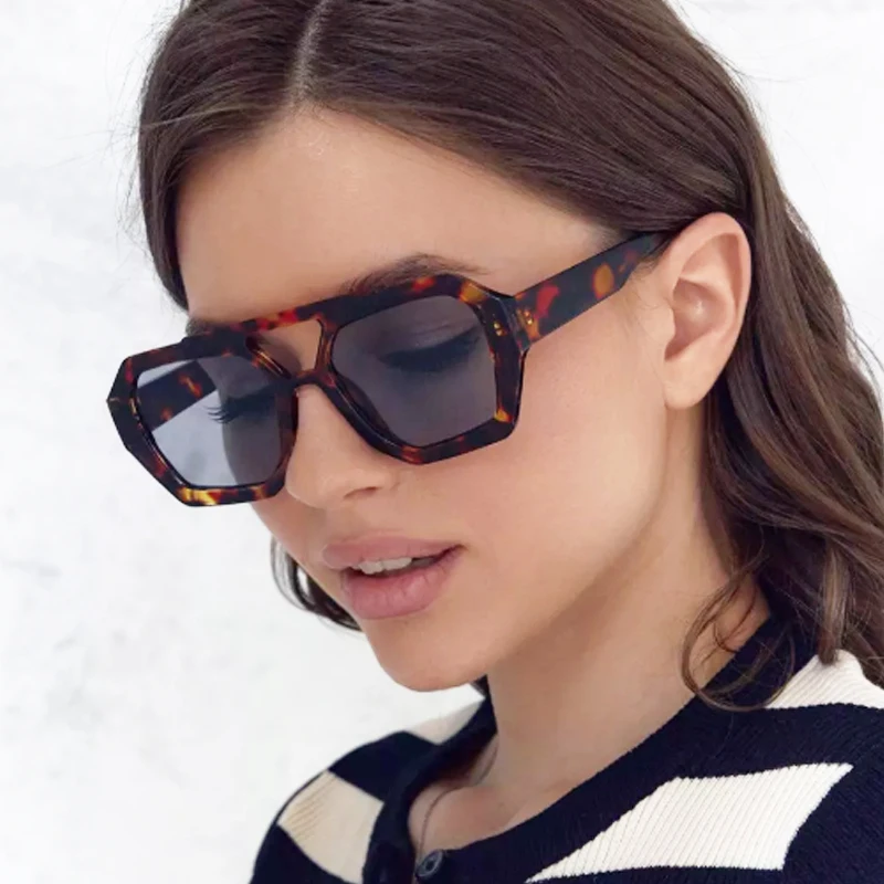 3 stücke Doppel Brücken Platz Frauen Sonnenbrille Vintage Retro Leopard Blau Gradienten Weibliche Sonnenbrille Luxus Brillen Gafas De Sol