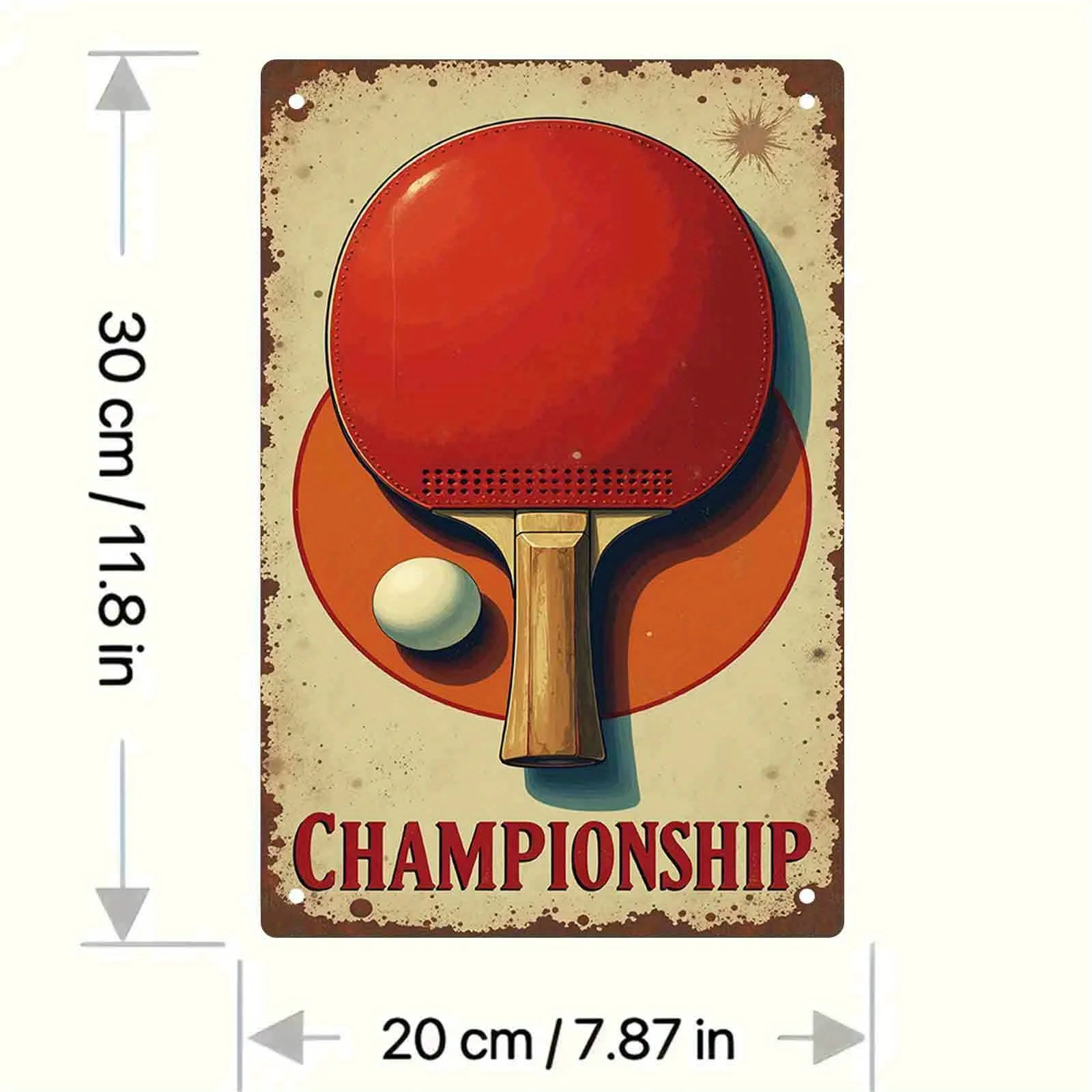 Peinture Sur Étain „Championats de Tennis de Tennis“, Platte und 2D, 1-Pieter, Résistante à la Rouille und Imperméable sans Perça