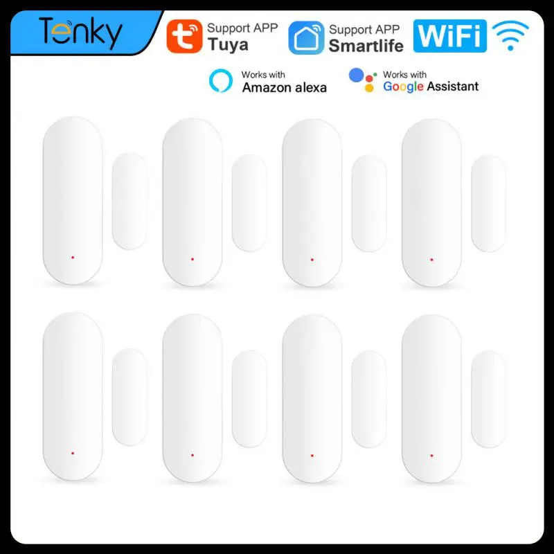 Tuya Smart Home WiFi Door Sensor Window Sensor Door Magnetic Alarm Detector Independent Magnetic Sensor Works With Alexa Google