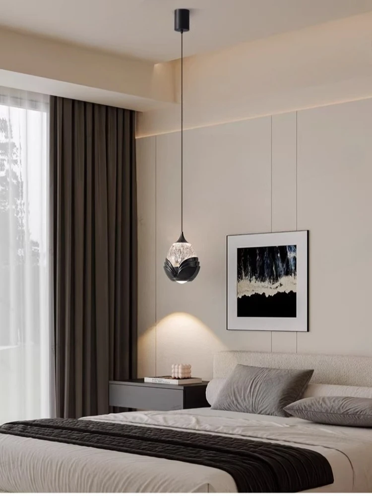 Modern minimalist bedroom headboard pendant light touch lift creative hallway light TV background wall ambient light