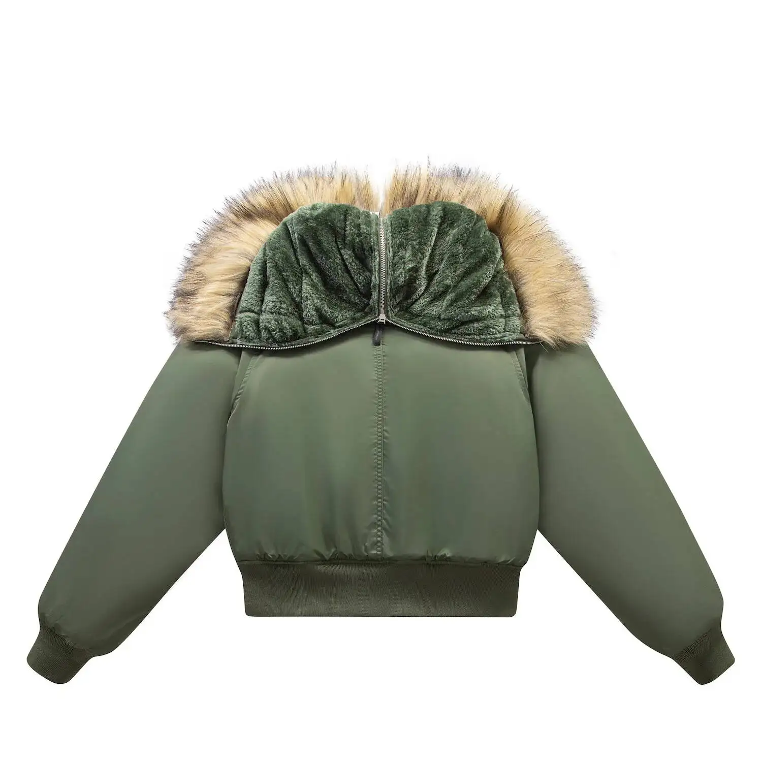 Retro American N2B Hooded Thickened Jacket Men's Women's Short Style Polyester Fiber Fill Winter Outerwear With Removable Fur..