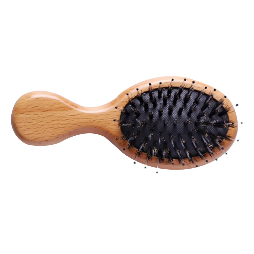 

Мини-портативная расческа для массажа кожи головы из зеленого бука, гладкие зубы, нестатическая антистатическая расческа, подушка безопасности, щетка из щетины, инструмент для стрижки