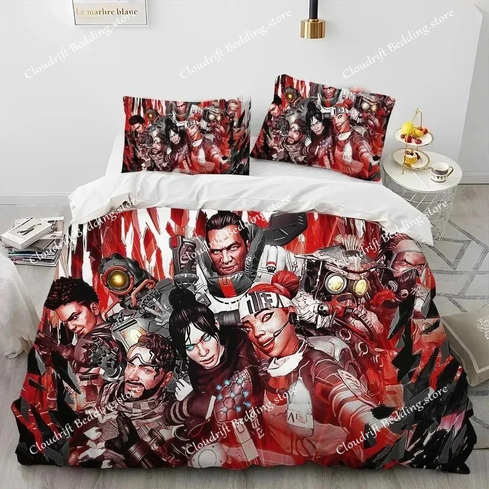 

A-Apex Legends Game Gamer Cartoon Comforter Bedding Set,Polyester Quilt Cover Pillowcase, King Queen Size Duvet Cover Bed Set