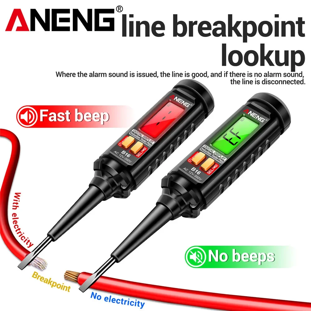 ANENG B16 Non-Contact 12V-300V Voltage Detector Tester Pen Test Meter Light Bulb Car Diagnostic Breakpoint Finder Voltmeter Tool image 4