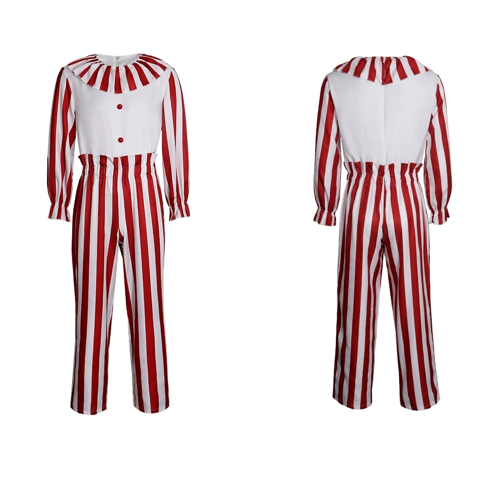 Costume de Clown adulte dans un champ de maïs, Costume d'halloween, mascotte de Baypen rayée, film Frendo le Clown, déguisement de noël pour hommes