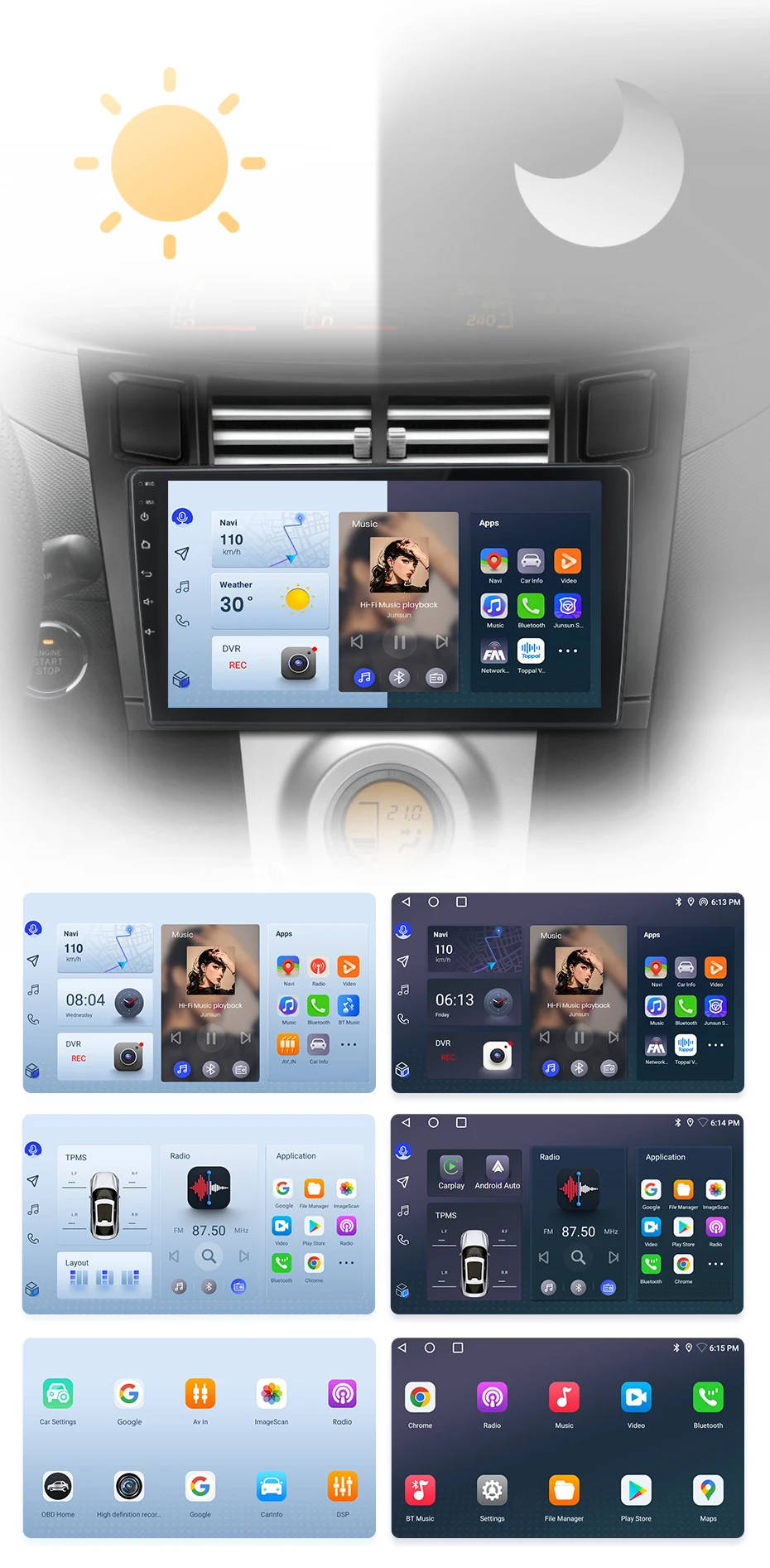 Junsun carplay android auto radio für toyota yaris 2005-2012 360 kamera auto intelligente systeme rds bt dsp 2 din autoradio – Detail 7