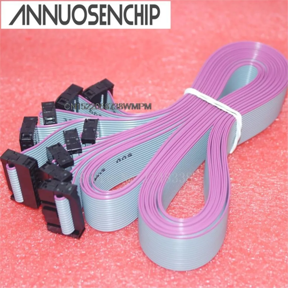 10PCS New and Original  USBISP  JTAG AVR   Gray cable horns seat cable  Double pressure spacing 2.54  Length 50CM FC-16P