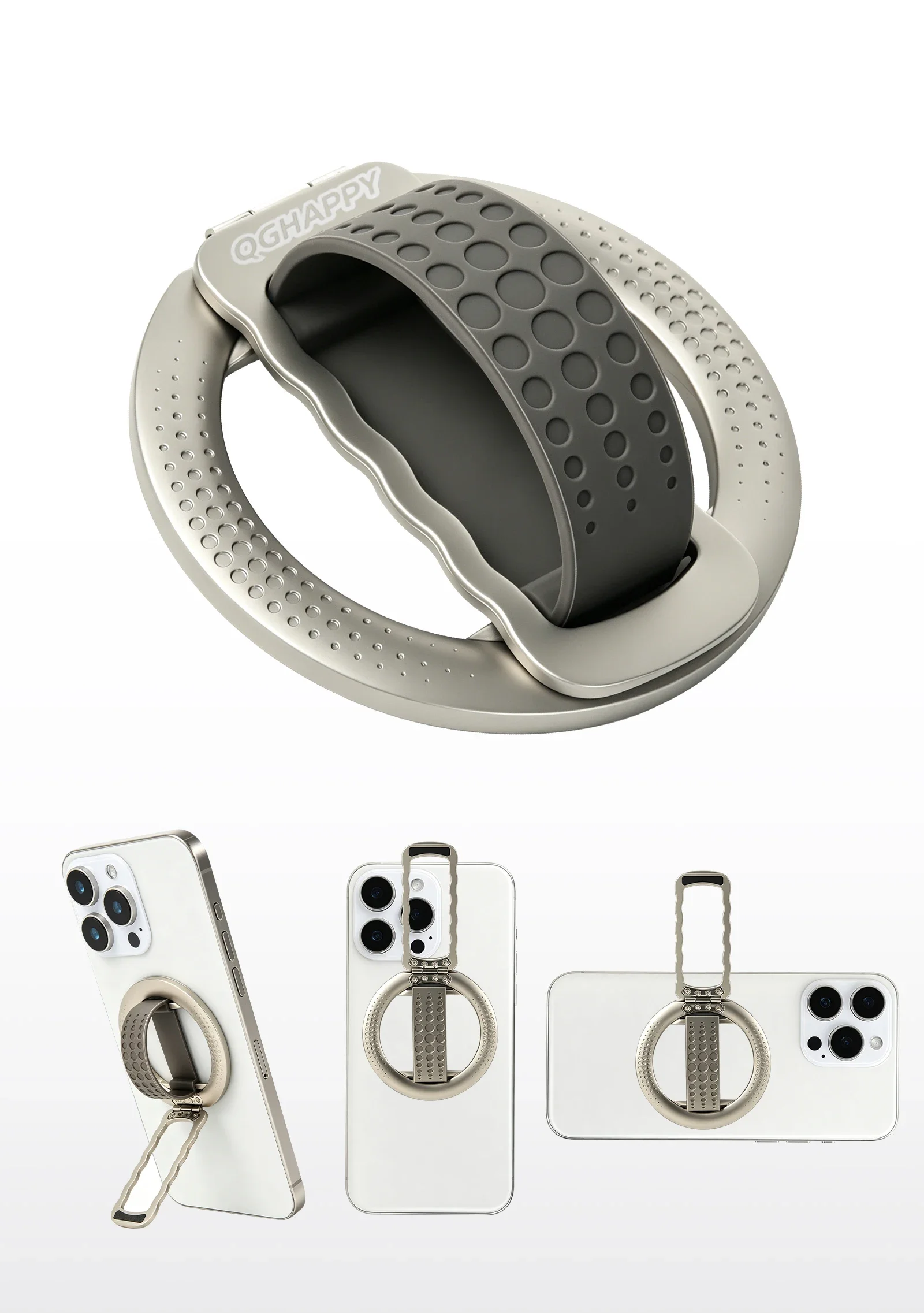 Magnetic Finger Ring Phone Holder Magsafe Silicone Strap Portable Stand for IPhone 17 16 15 Pro Max Plus Samsung Xiaomi