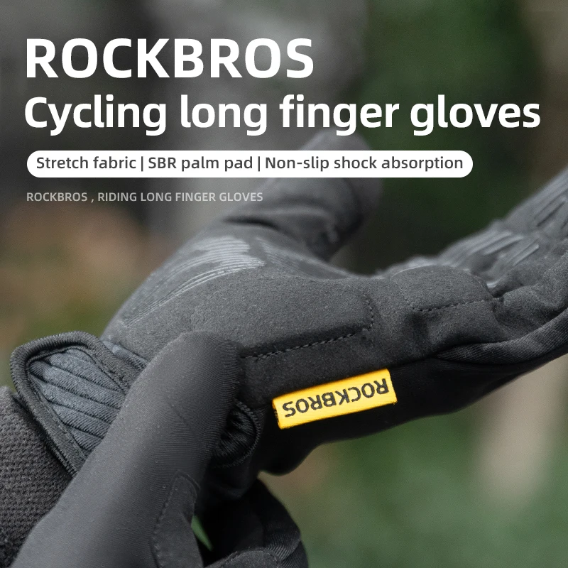 ROCKBROS Winter Glove Keep Warm Gloves Fleece Long Finger Touch screen Windproof  Cycling Gloves Sports Gloves