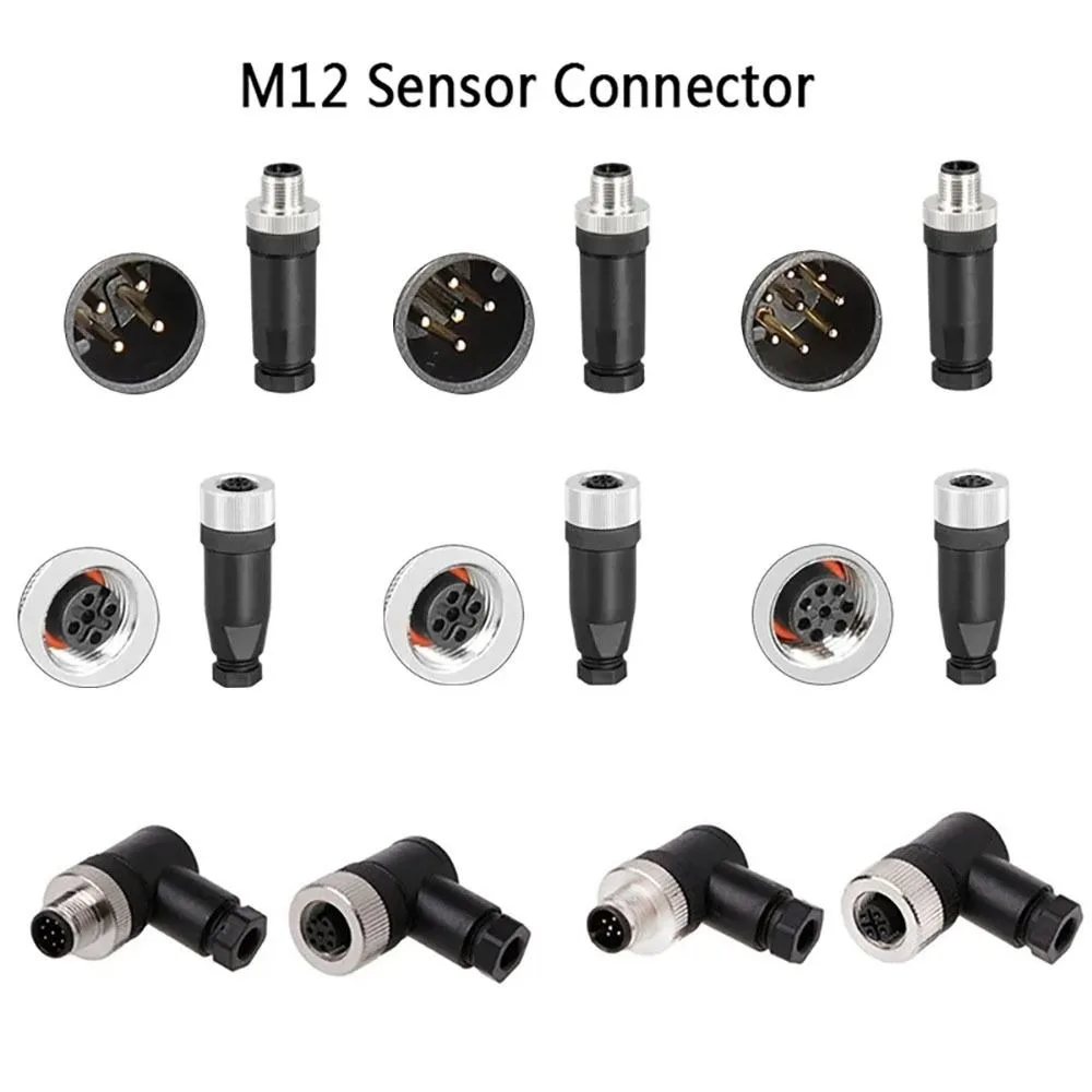 Male Female Socket M12 Sensor Connector Connector Sensor Plug M12 Aviation Plug Power Adapte Waterproof Screw Threaded Coupling