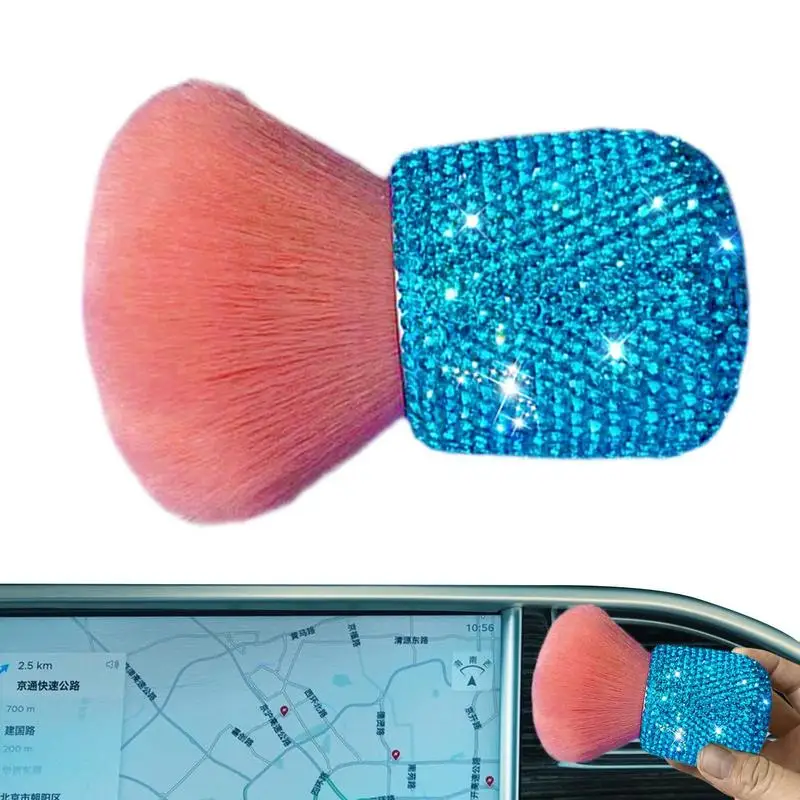 Car Interior Dust Brush Bling Rhinestone Cleaning Tool Soft Bristles Detailing Brush Dusting Tool Mushroom Hair Dirt Dust Clean