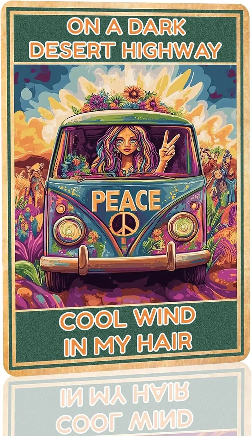 Metal Signs On a Dark Desert Highway Cool Wind In My Hair Vintage Signs Retro Aluminum Tin Sign for Kitchen Office Home Bar Cafe