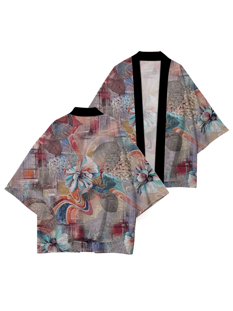 3DAbstract Print Jacket Japanese Kimono Loose Cardigan Women's Feather Weave Yukata Cosplay Kimono Japanese Traditional Clothing