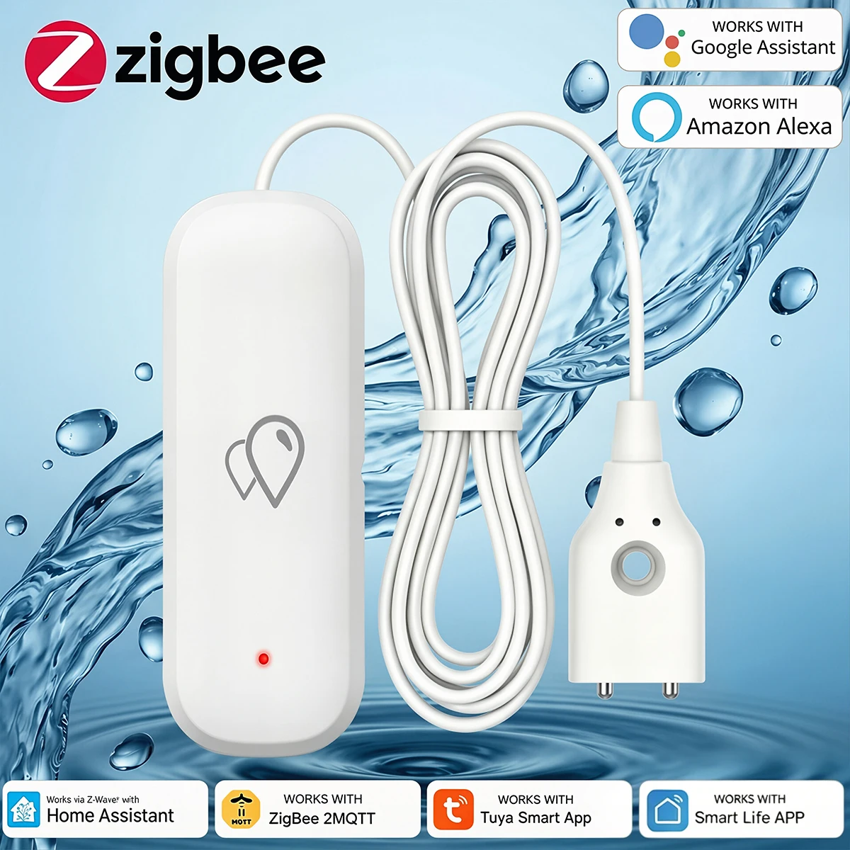 

Tuya ZigBee 3.0 Leakage Alarm Detector Water Leak Sensor App Remote Control Alerts Work Smart Life Alexa Security Protection
