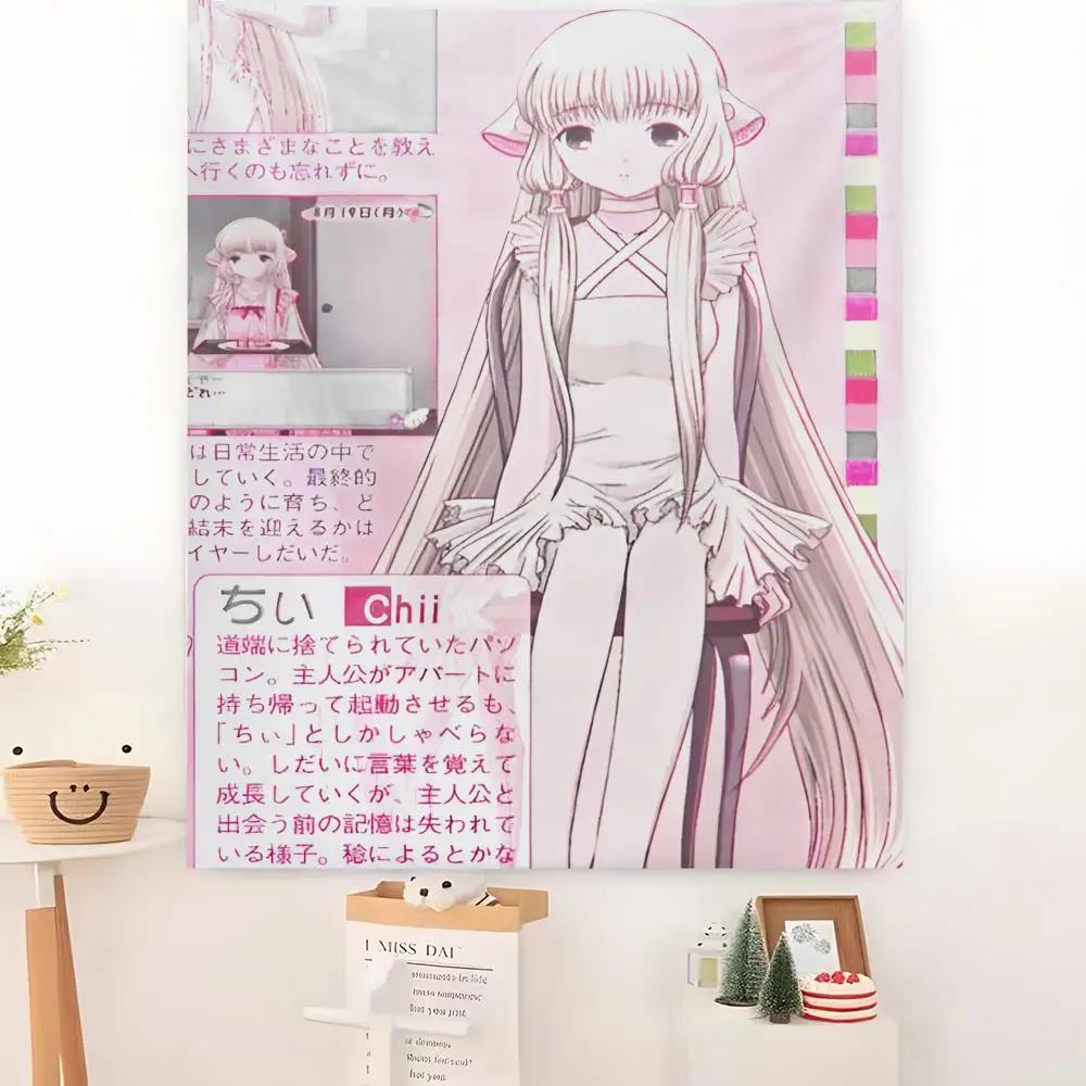 Cute C-Chobits Canvas Tapestry Microfiber Background Art Decor For Bedroom Living Room Bar Garden Outdoor Festival Wall Deco