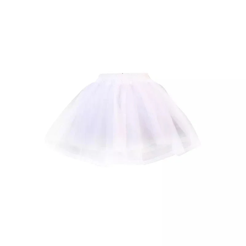 Women Double Layers Solid Color Short Tulle Petticoats Elastic Waistband A Line Mesh Underskirt Crinolines For Wedding Dress