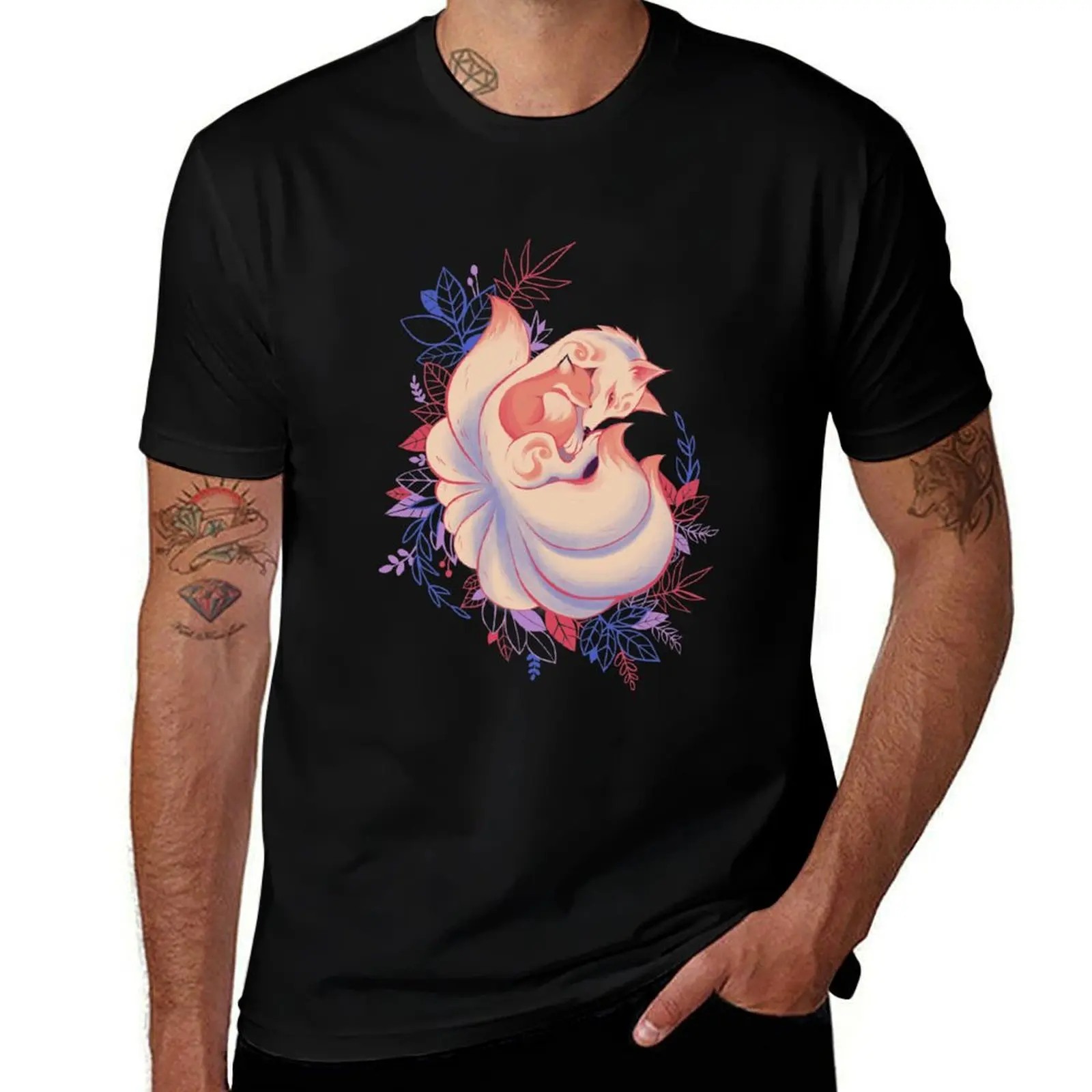 Camiseta The Kitsune and the Fox, camisetas para hombre, camisetas de algodón, camisetas de diseñador para hombre, camiseta informal