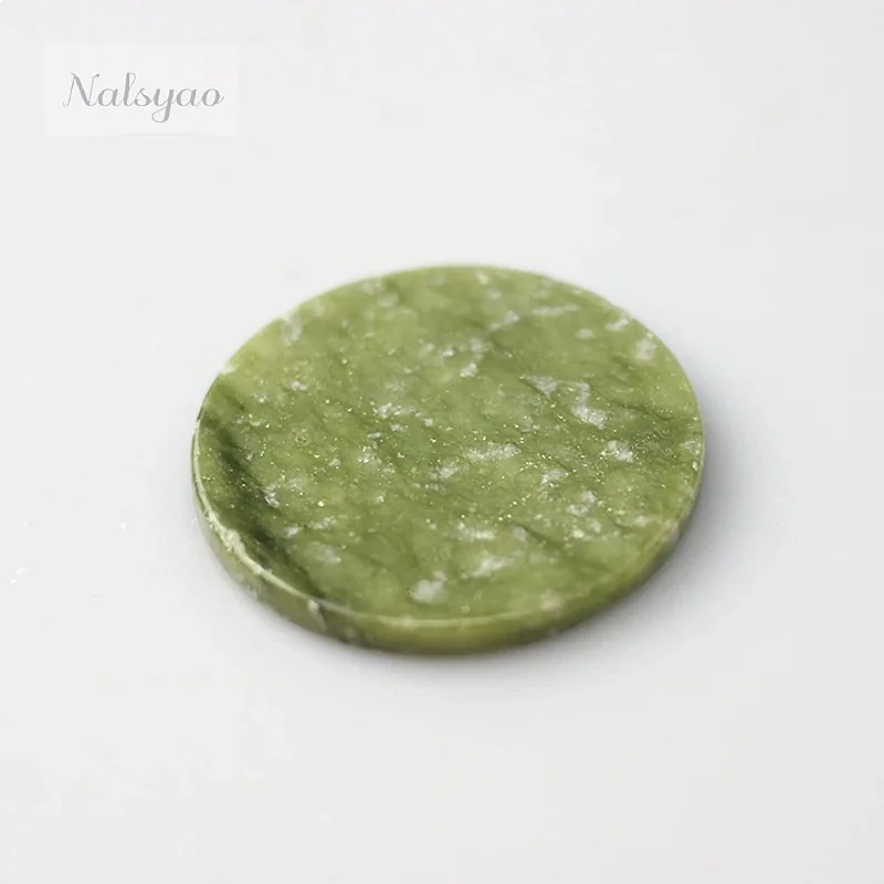 CNK Wholesale 5 pcs Round Jade Stone Eye Lash Extension Glue Holder Green Jade Pallet Pad Stand for Lash Glue