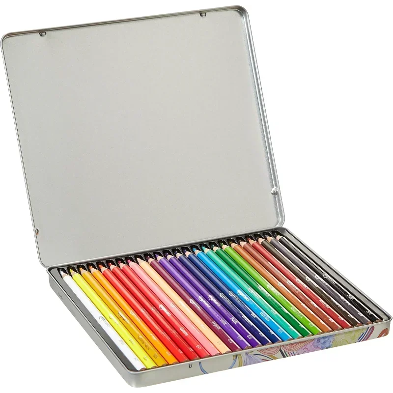 أقلام رصاص ملونة للتلوين والرسم، ممتازة، ناعمة، مستلزمات العودة إلى المدرسة، 24 قطعة (عبوة من 1)، متعددة الألوان